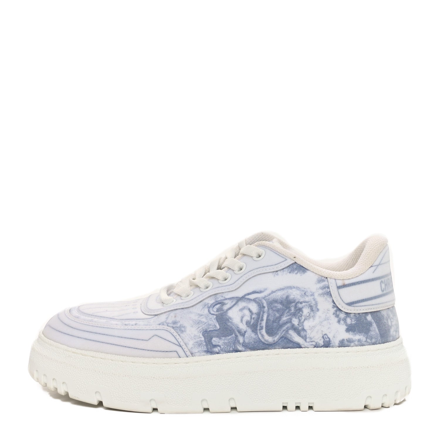 Technical Fabric Dior Addict Toile De Jouy Low Top Sneakers 37 White Blue
