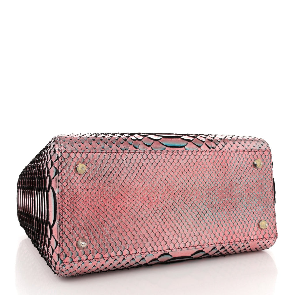 Metallic Snakeskin Medium Lady Dior Pink Blue