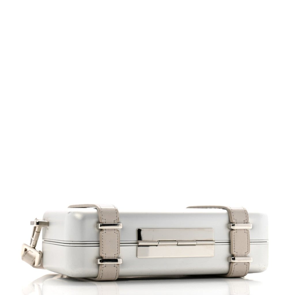 X RIMOWA Aluminum Personal Clutch On Strap Silver