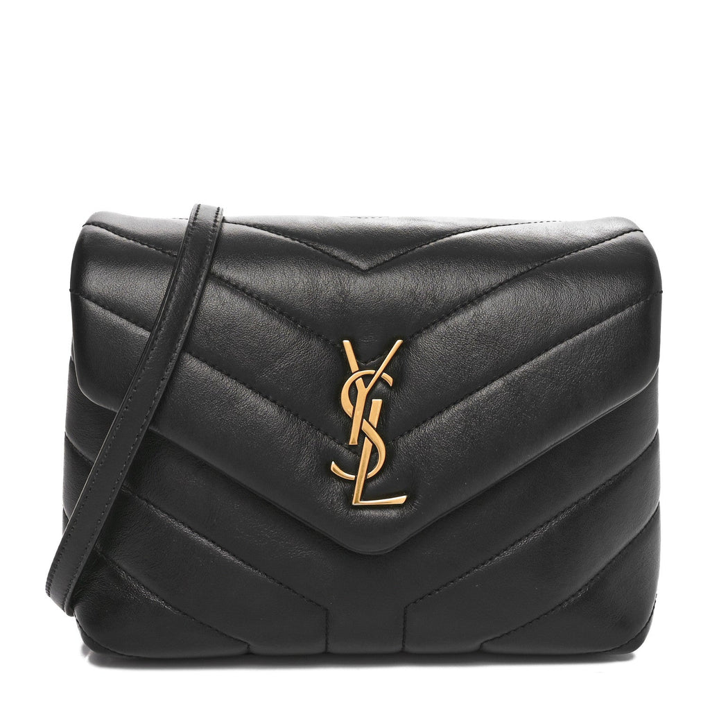 Calfskin Y Quilted Monogram Toy Loulou Crossbody Bag Black