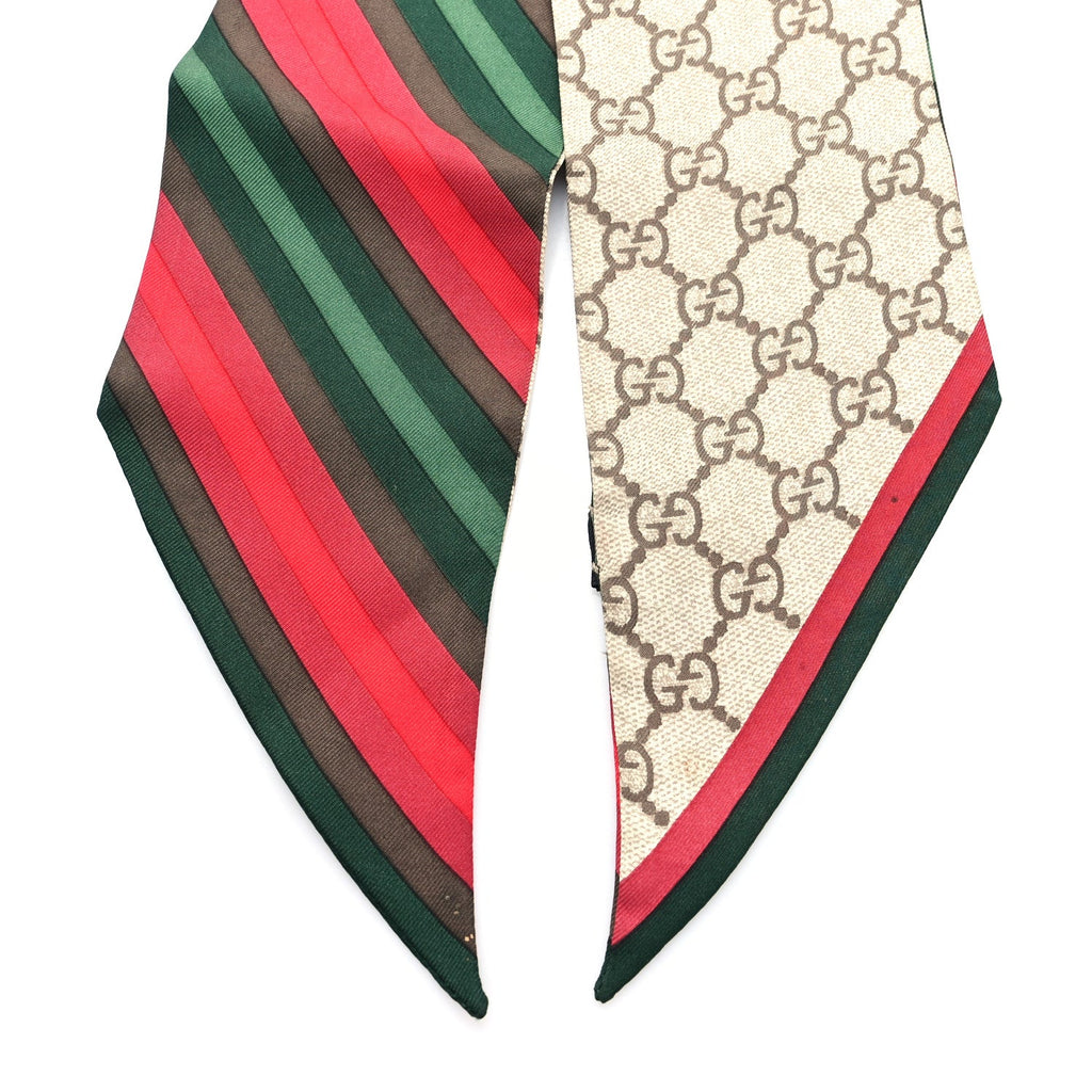Silk Stripe Head Scarf Brown