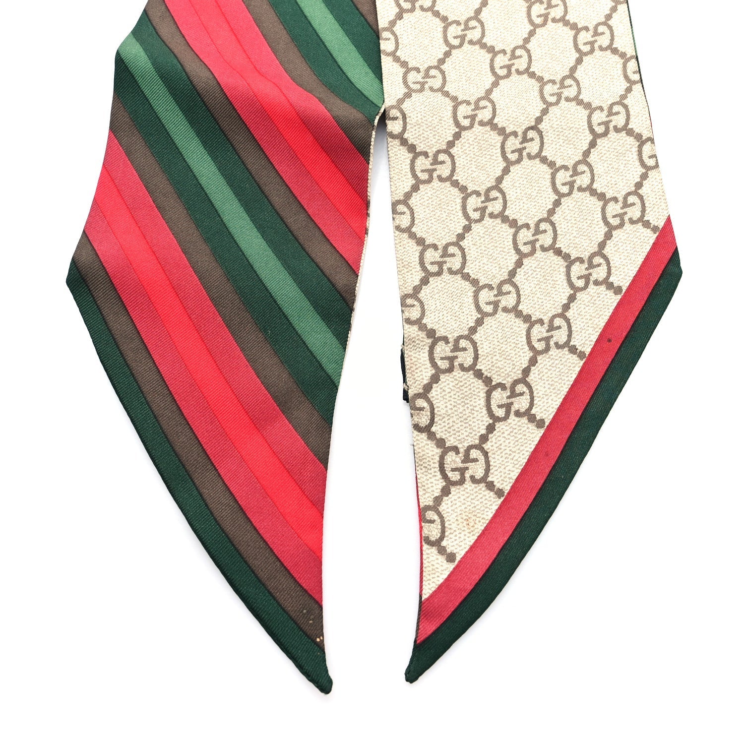 Silk Stripe Head Scarf Brown