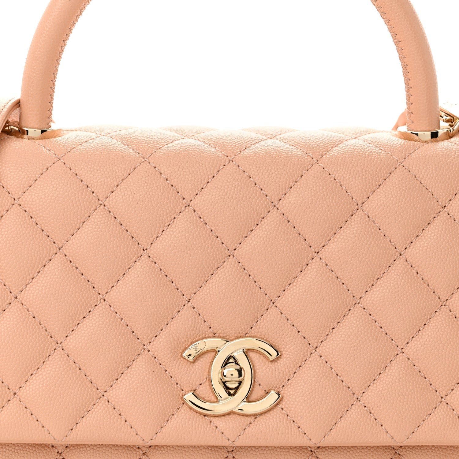 Caviar Quilted Small Coco Handle Flap Rose Clair