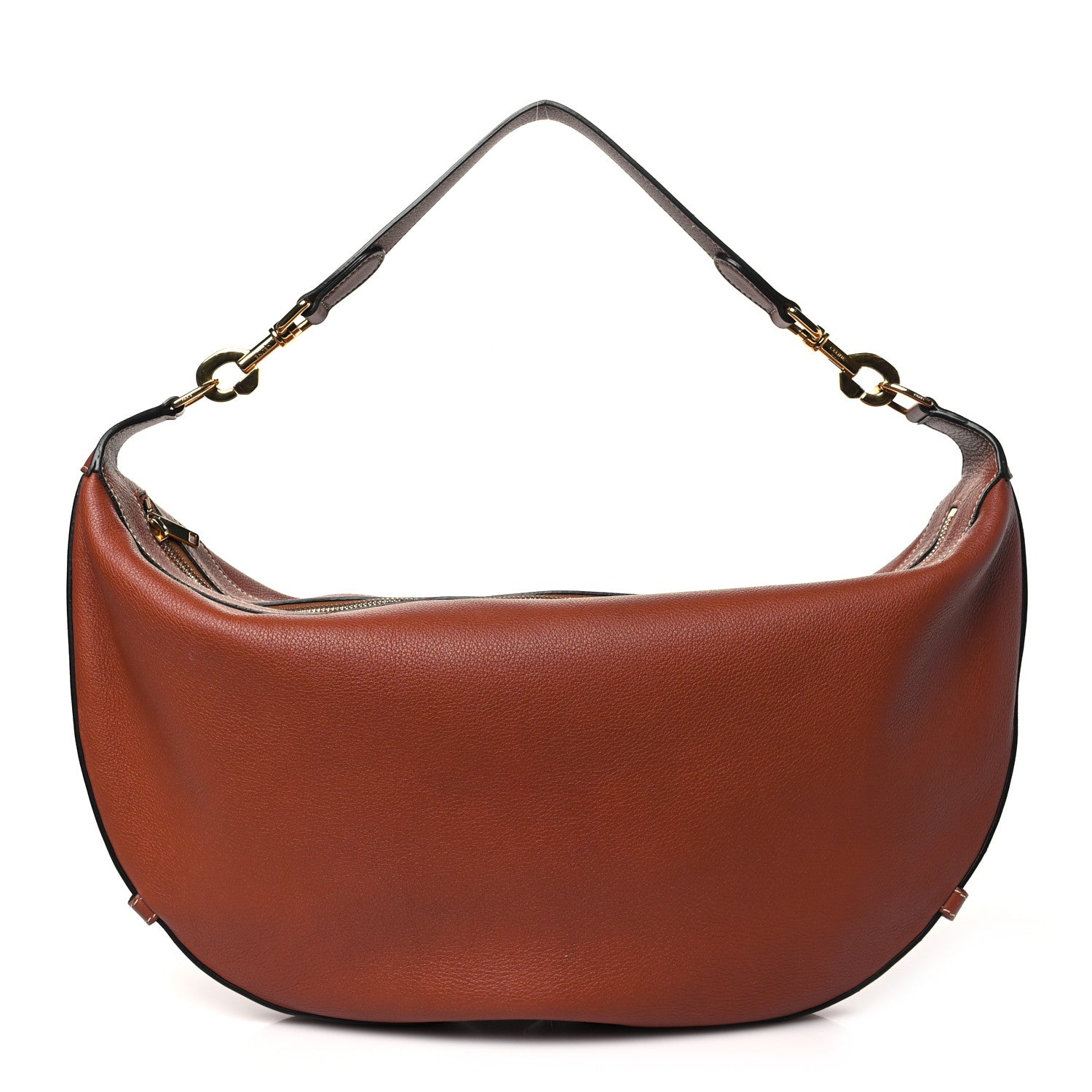 Supple Calfskin Medium Strap Leandre Shoulder Bag Brown