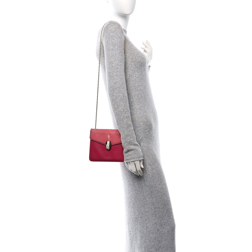 Calfskin Galuchat Serpenti Forever Crossbody Bag Pink