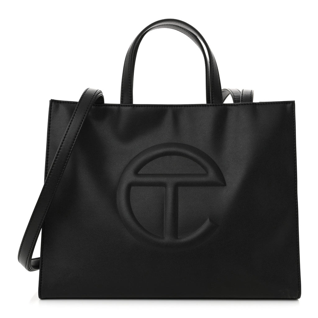 Vegan Leather Medium Shopping Bag Black