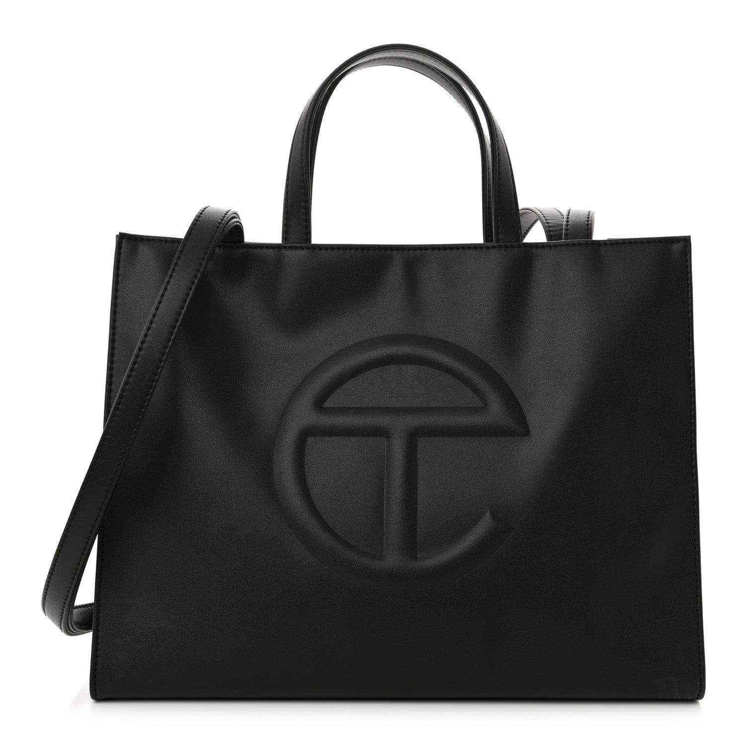 Vegan Leather Medium Shopping Bag Black