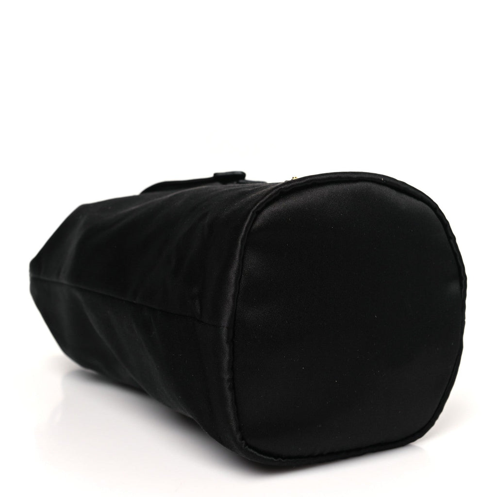 Satin Vela Drawstring Pouch Black