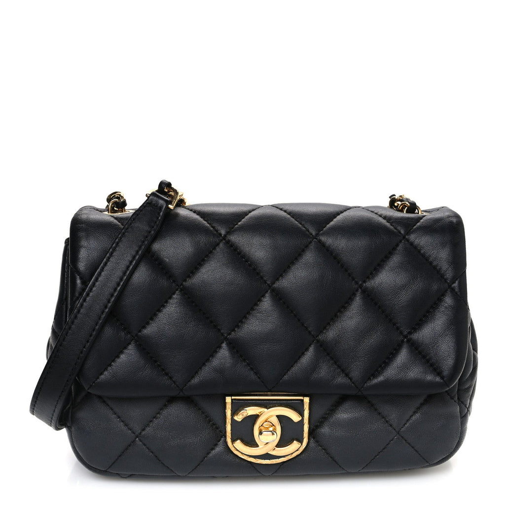Lambskin Quilted Mini Flap Black