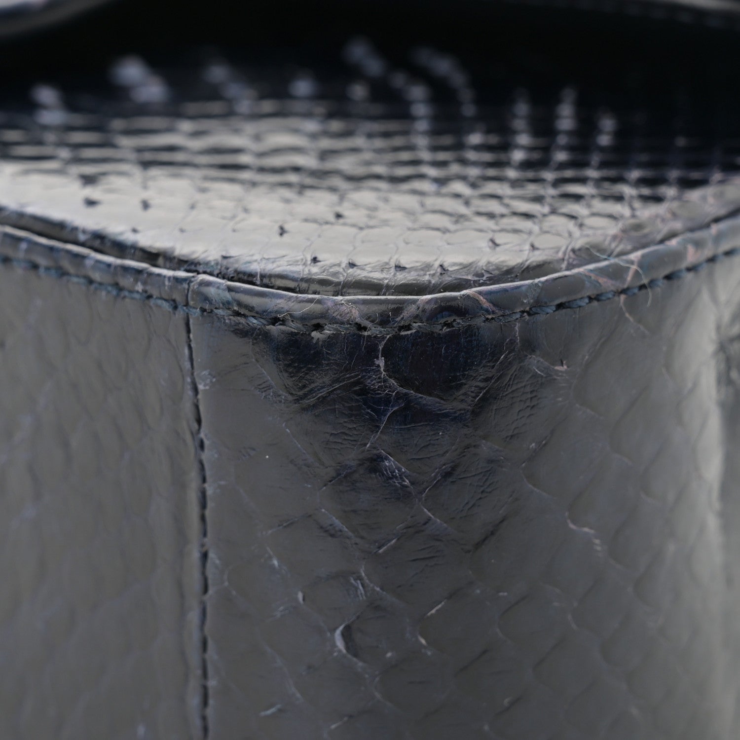 Snakeskin Mini Rectangular Flap Navy Blue