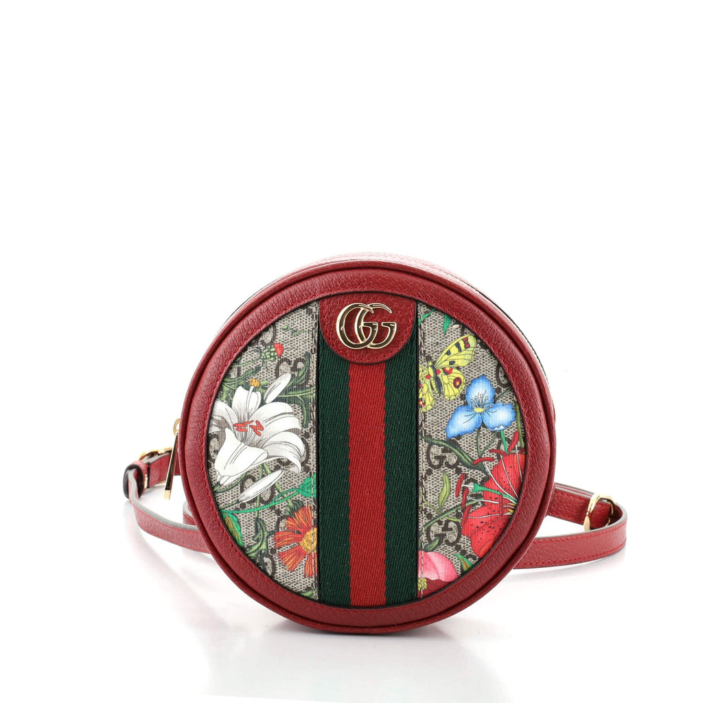 Ophidia Round Backpack Flora GG Coated Canvas Mini