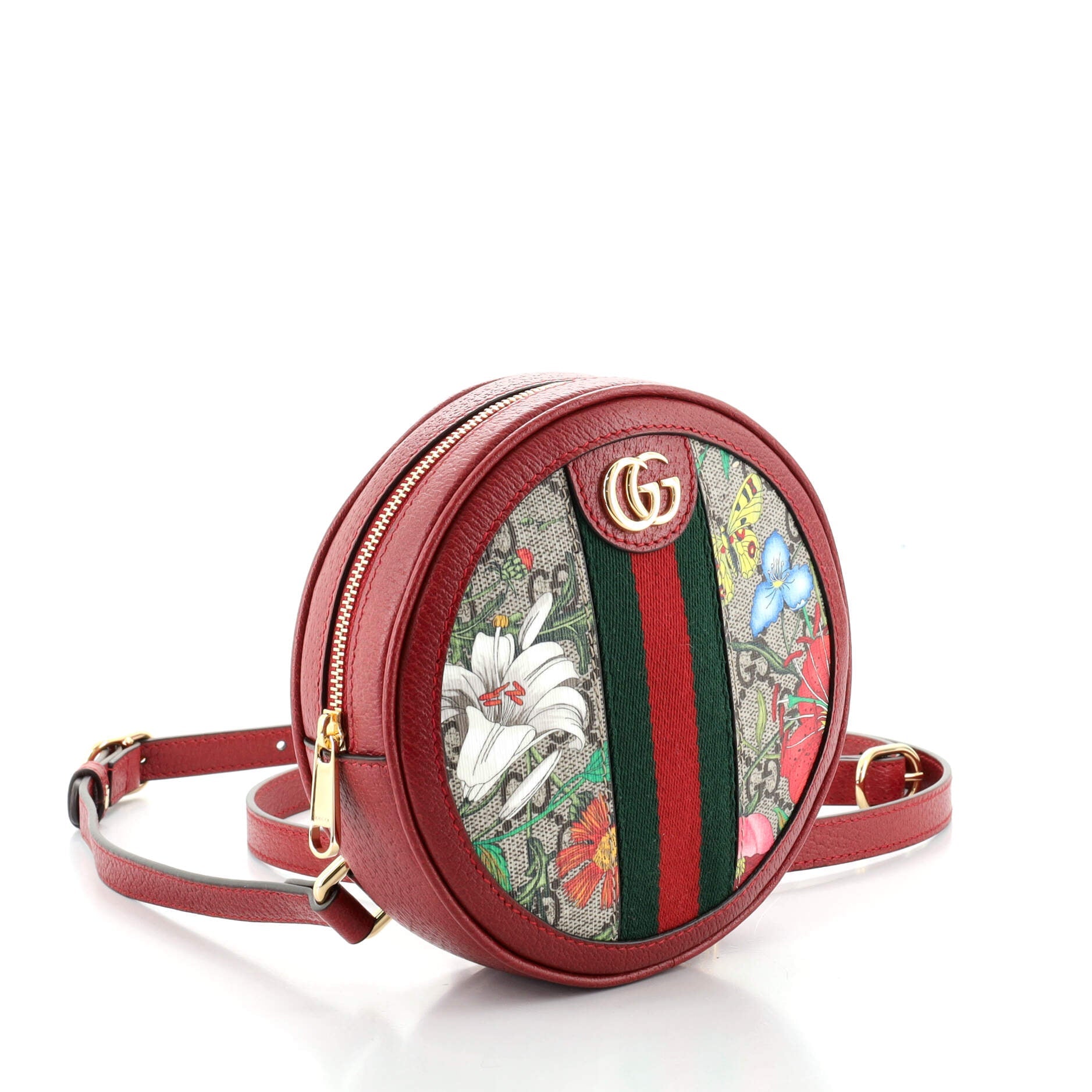 Ophidia Round Backpack Flora GG Coated Canvas Mini