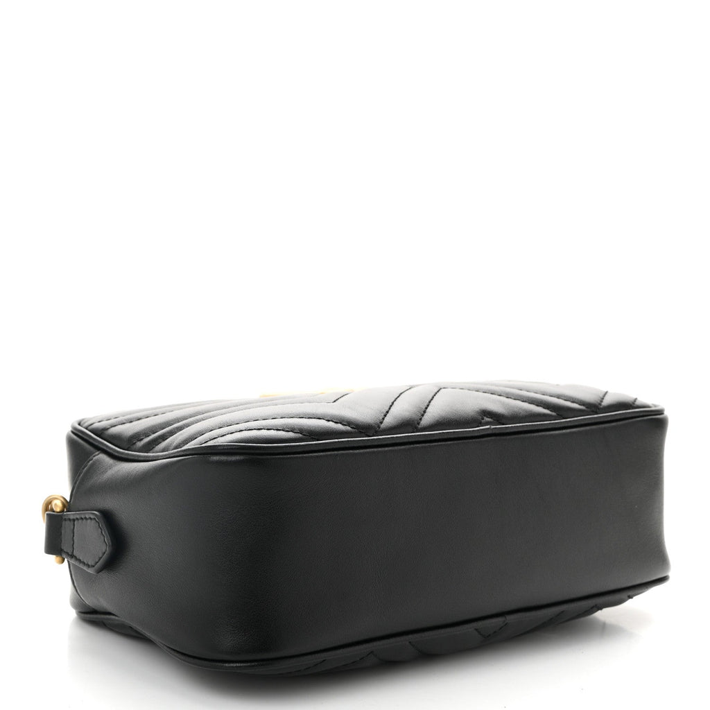 Calfskin Matelasse Small GG Marmont Chain Shoulder Bag Black