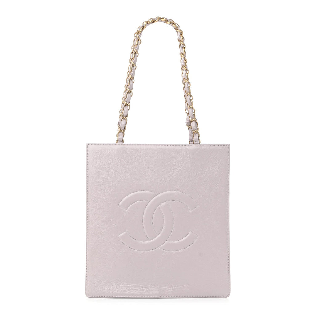 Shiny Aged Calfskin North South Shopping Bag Lilac
