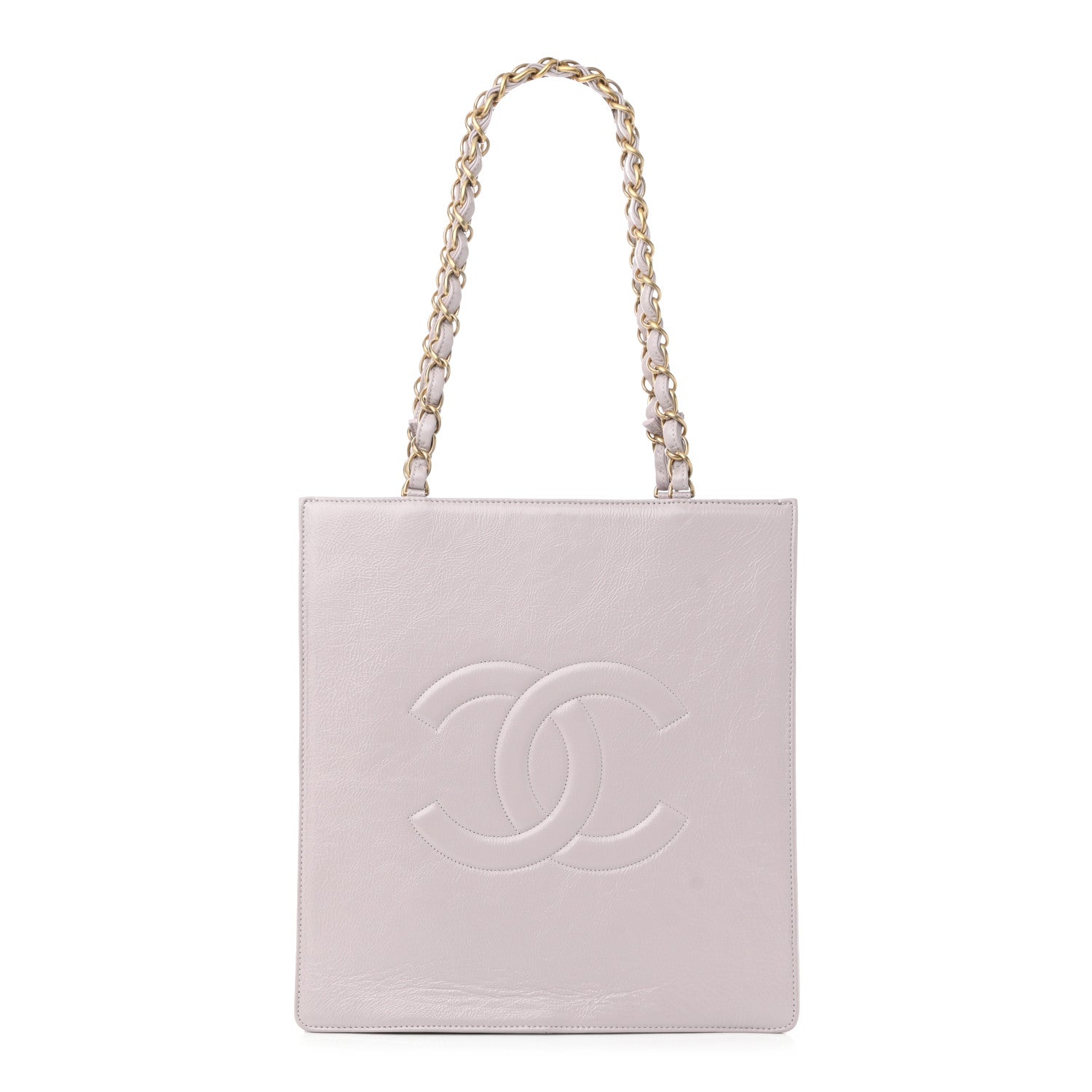 Shiny Aged Calfskin North South Shopping Bag Lilac