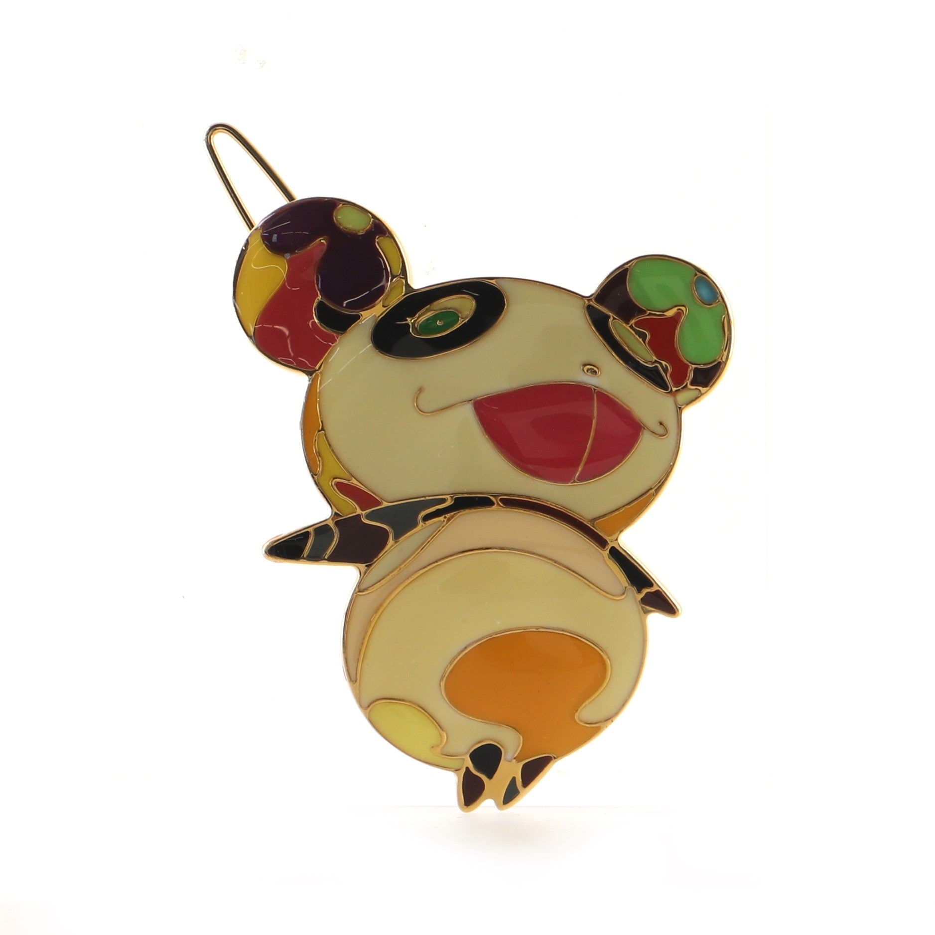 Murakami Panda Hair Clip Barette Metal and Enamel XS