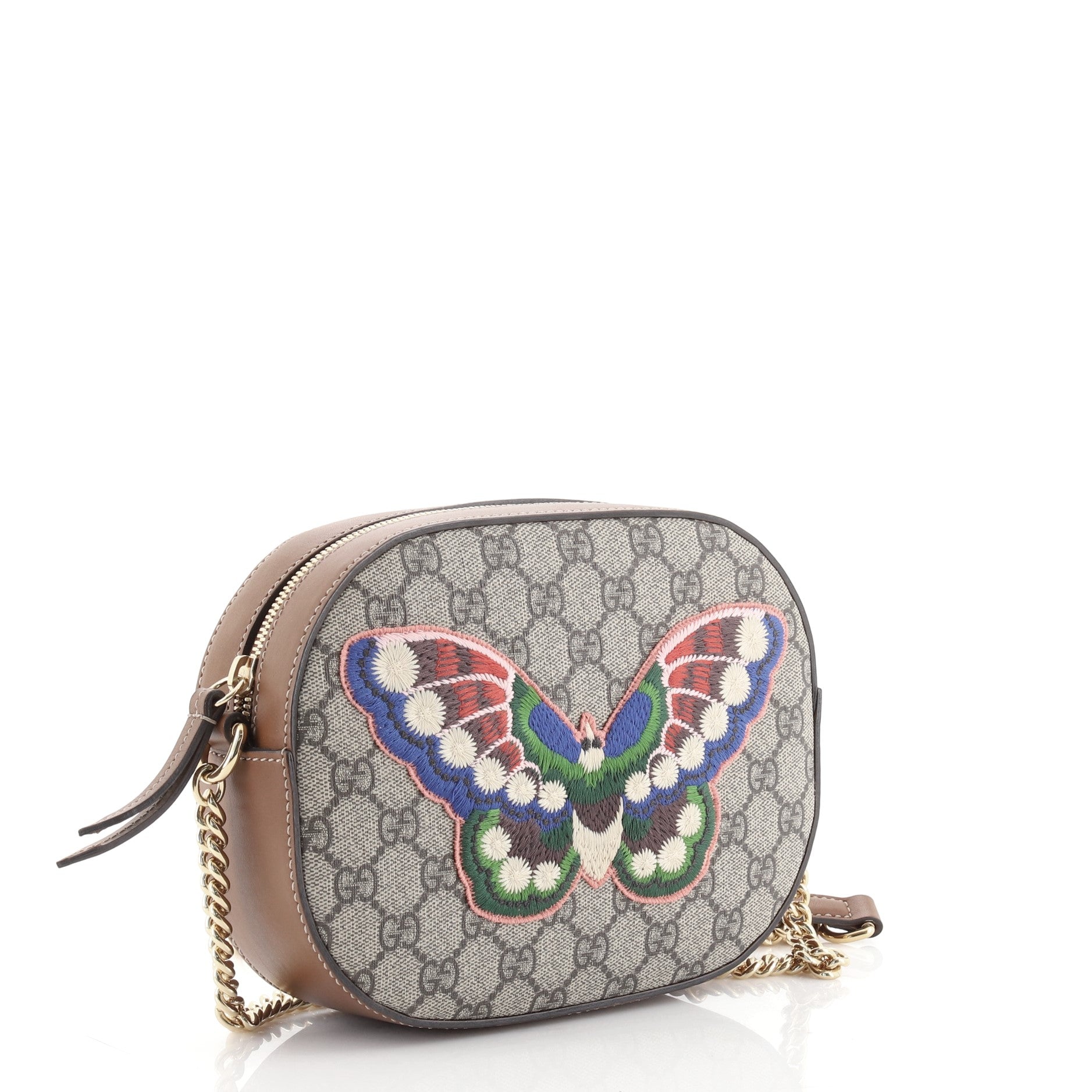 Chain Crossbody Bag Embroidered GG Coated Canvas Mini