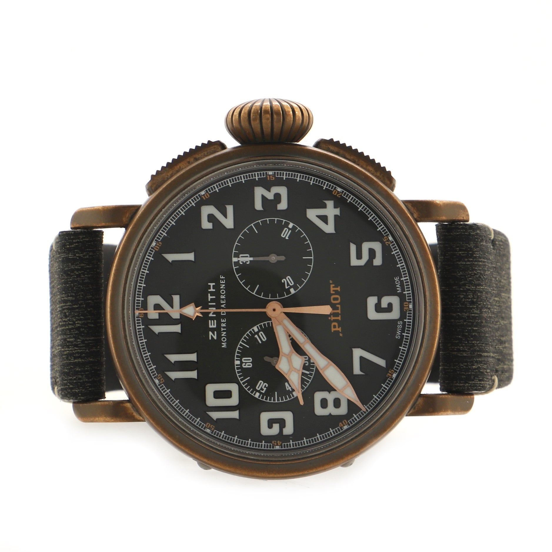 Pilot Montre d'Aeronef Type 20 Adventure Chronograph Automatic Watch Bronze and Matrix Leather 45