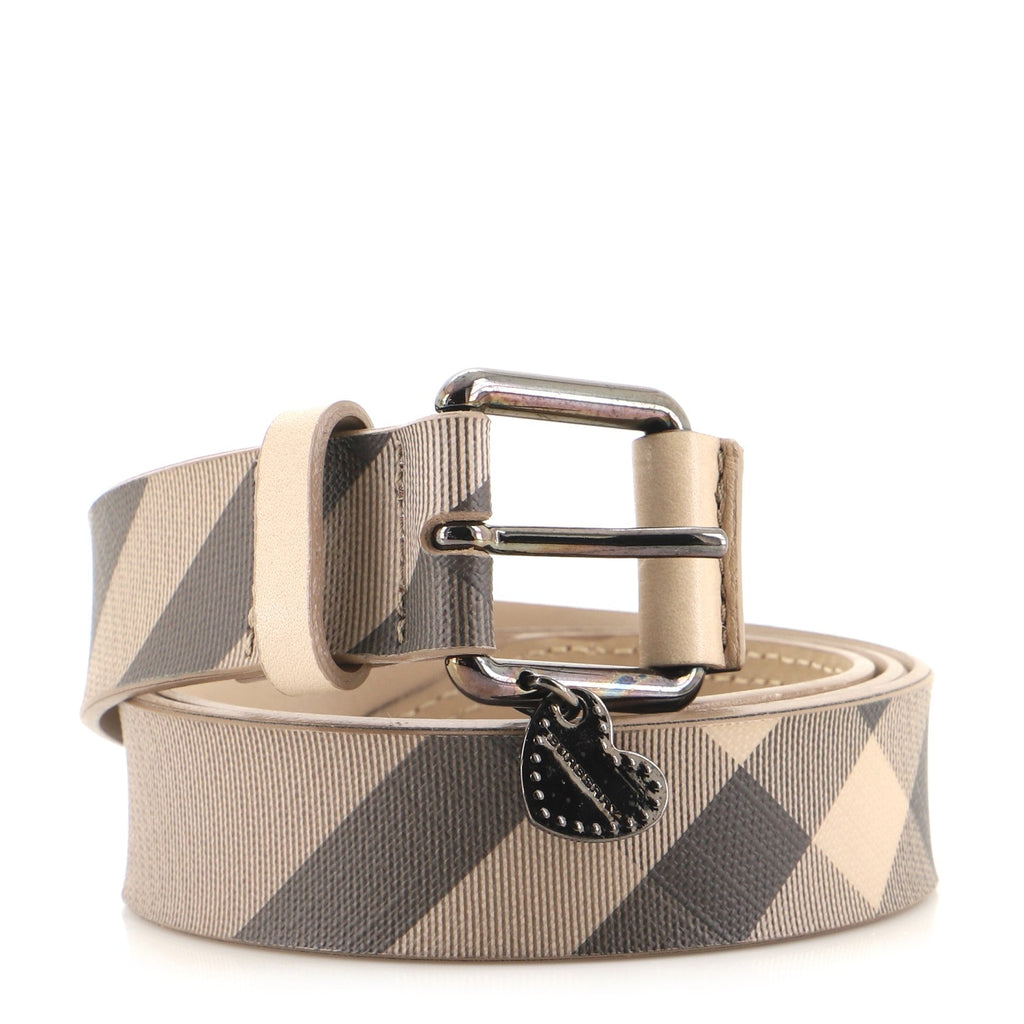 Heart Charm Belt Smoked Check Coated Canvas Medium 90
