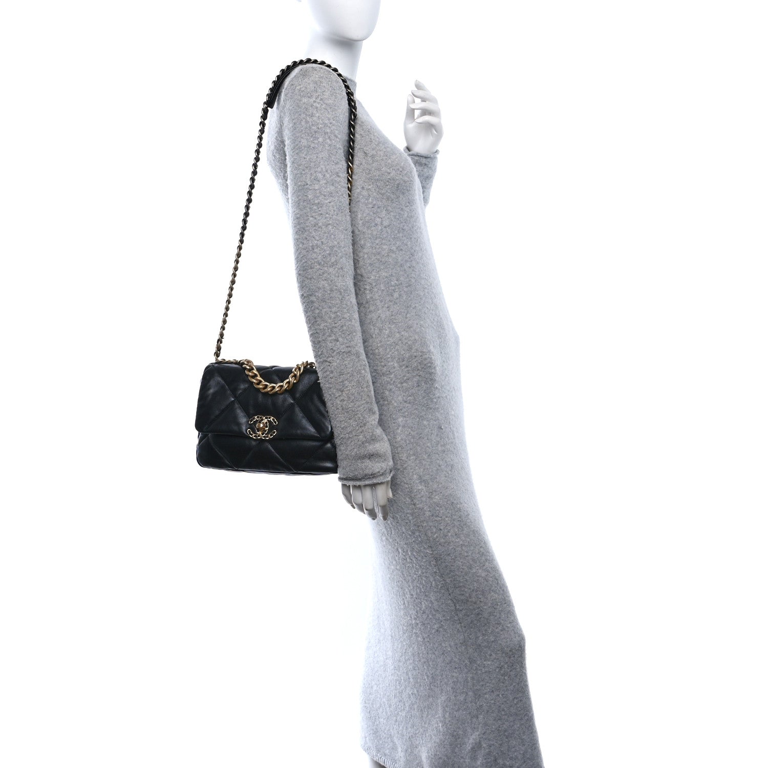 Lambskin Quilted Medium Chanel 19 Flap Black