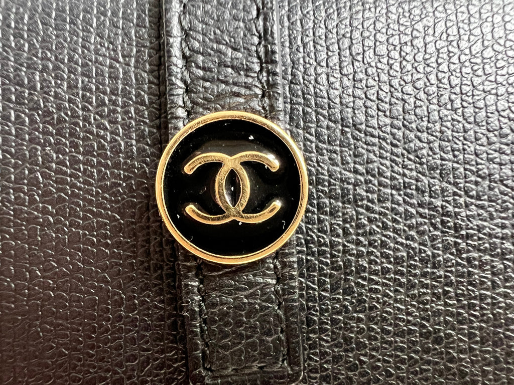 Chanel Black Coco Button Long Wallet