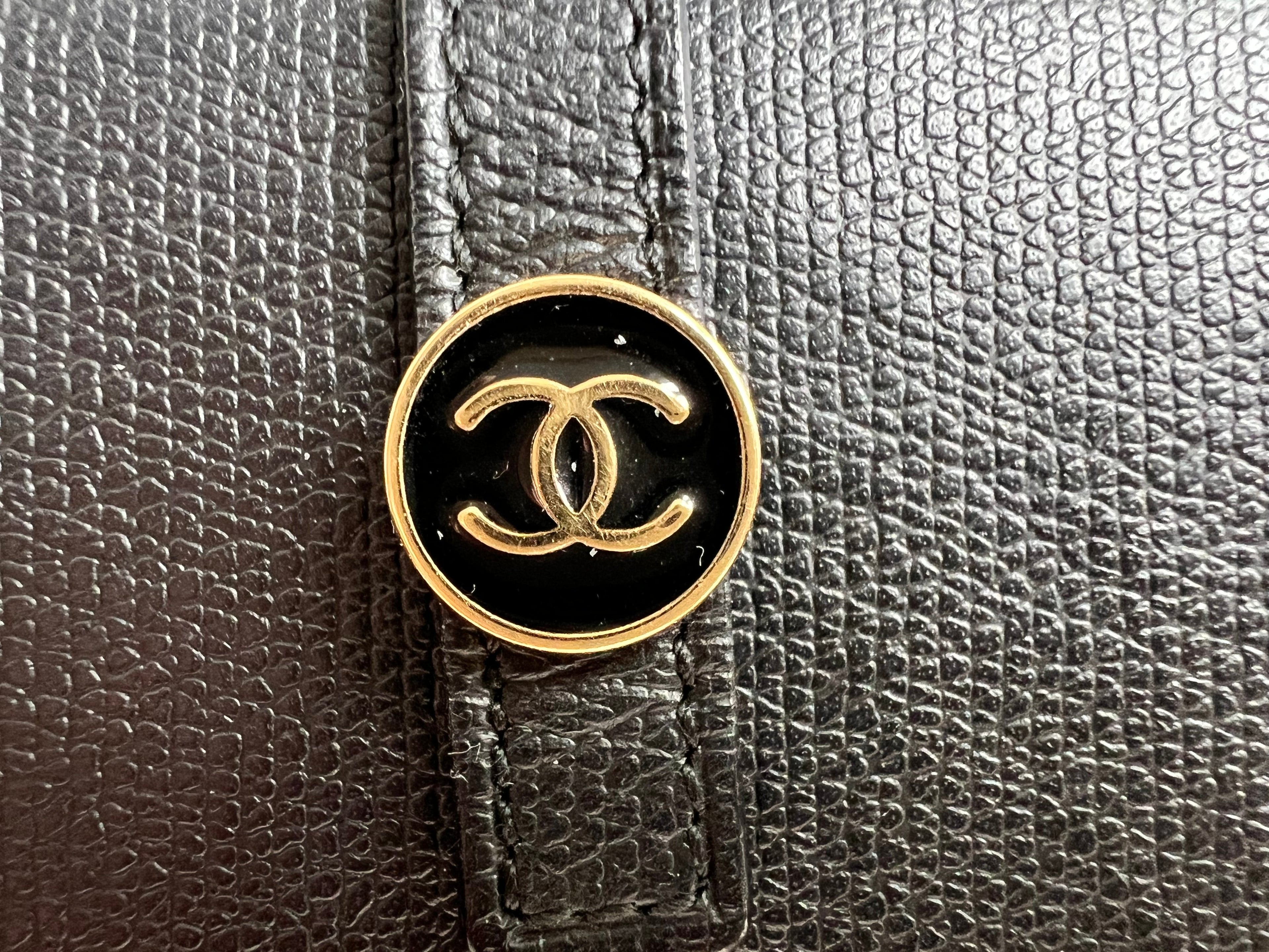 Chanel Black Coco Button Long Wallet