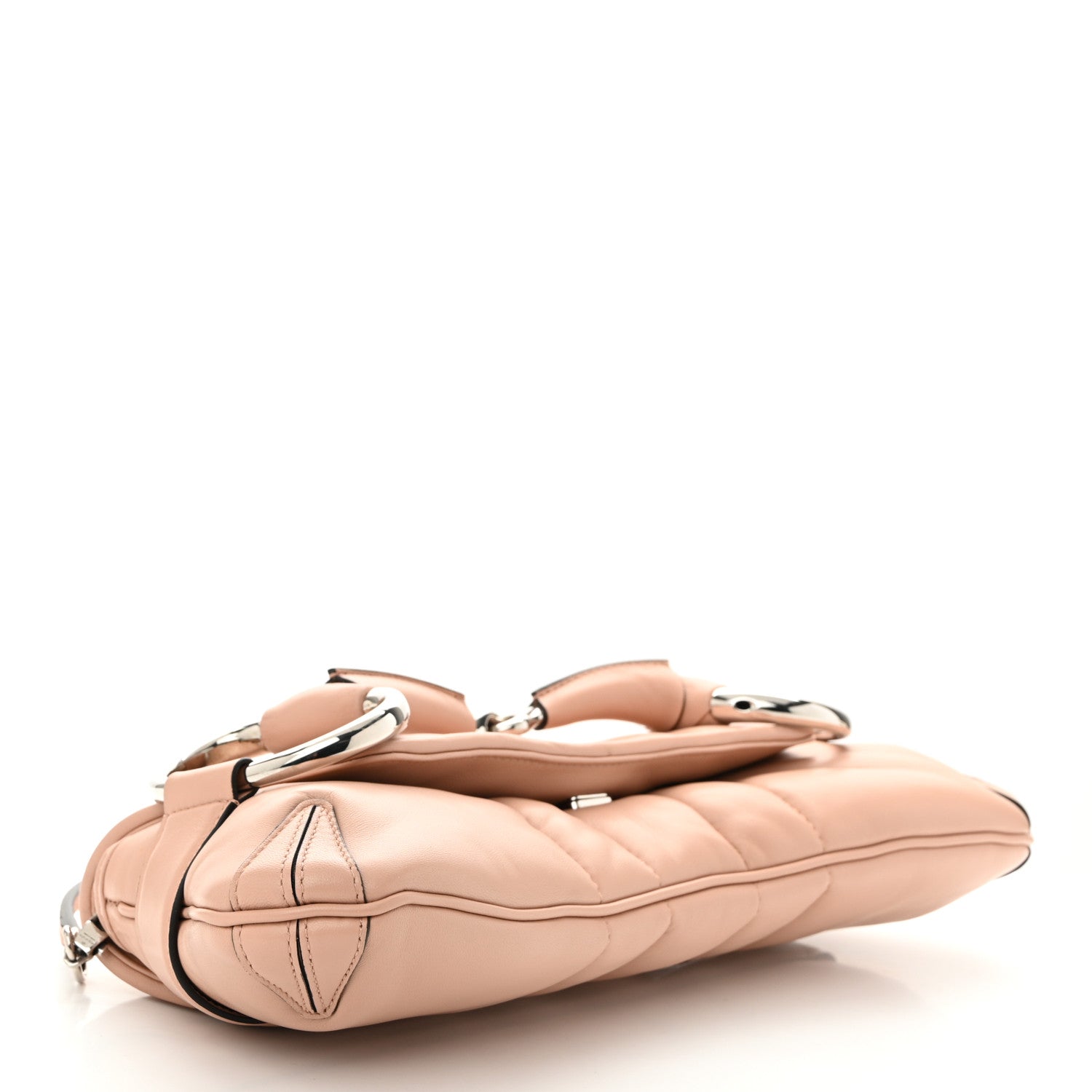 Nappa Vertical Matelasse Medium Maxi Horsebit Chain Shoulder Bag Pink Sand