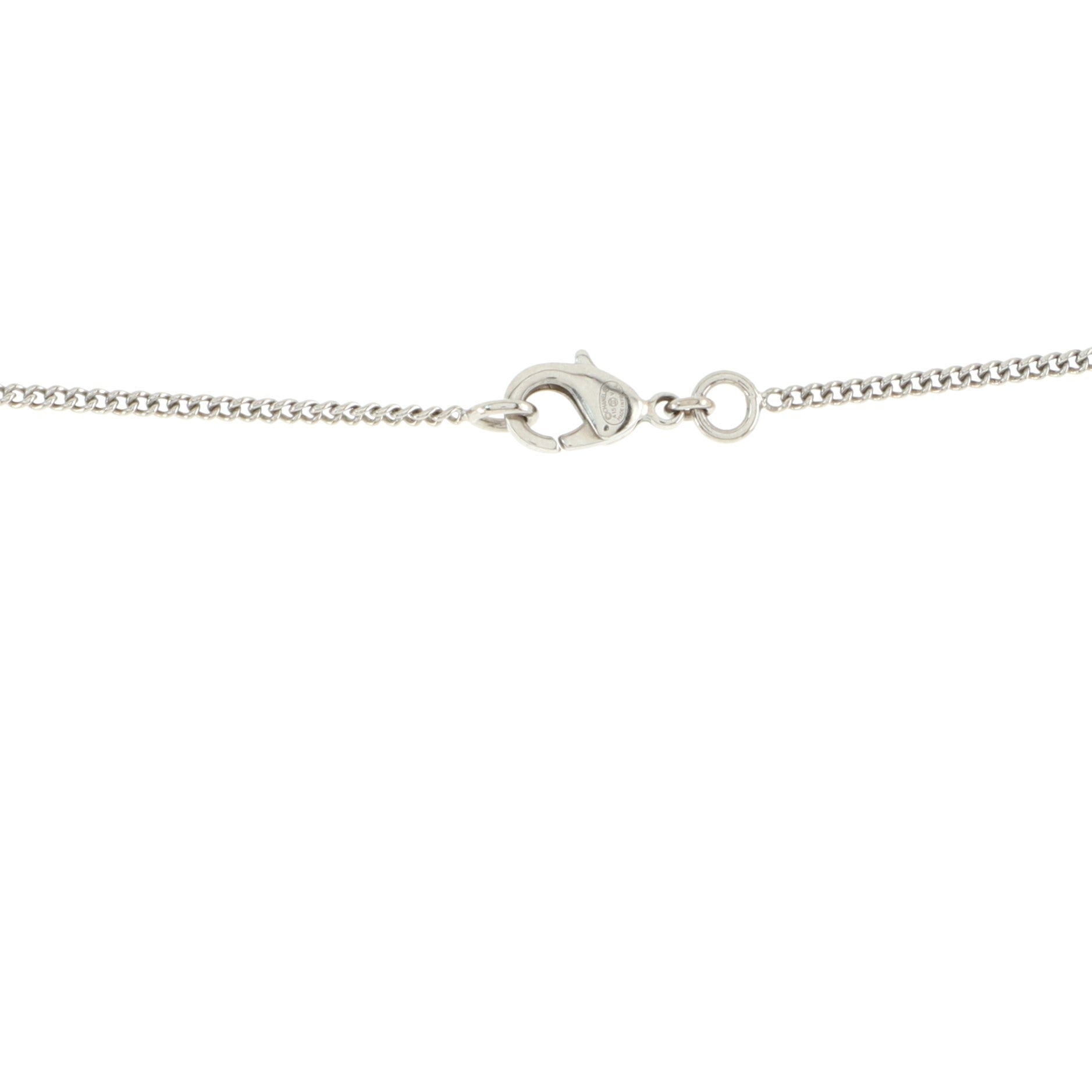 Baguette CC Pearl Lariat Necklace Crystal Embellished Metal