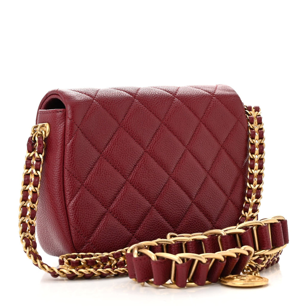 Caviar Quilted Mini Chain Soul Flap Burgundy