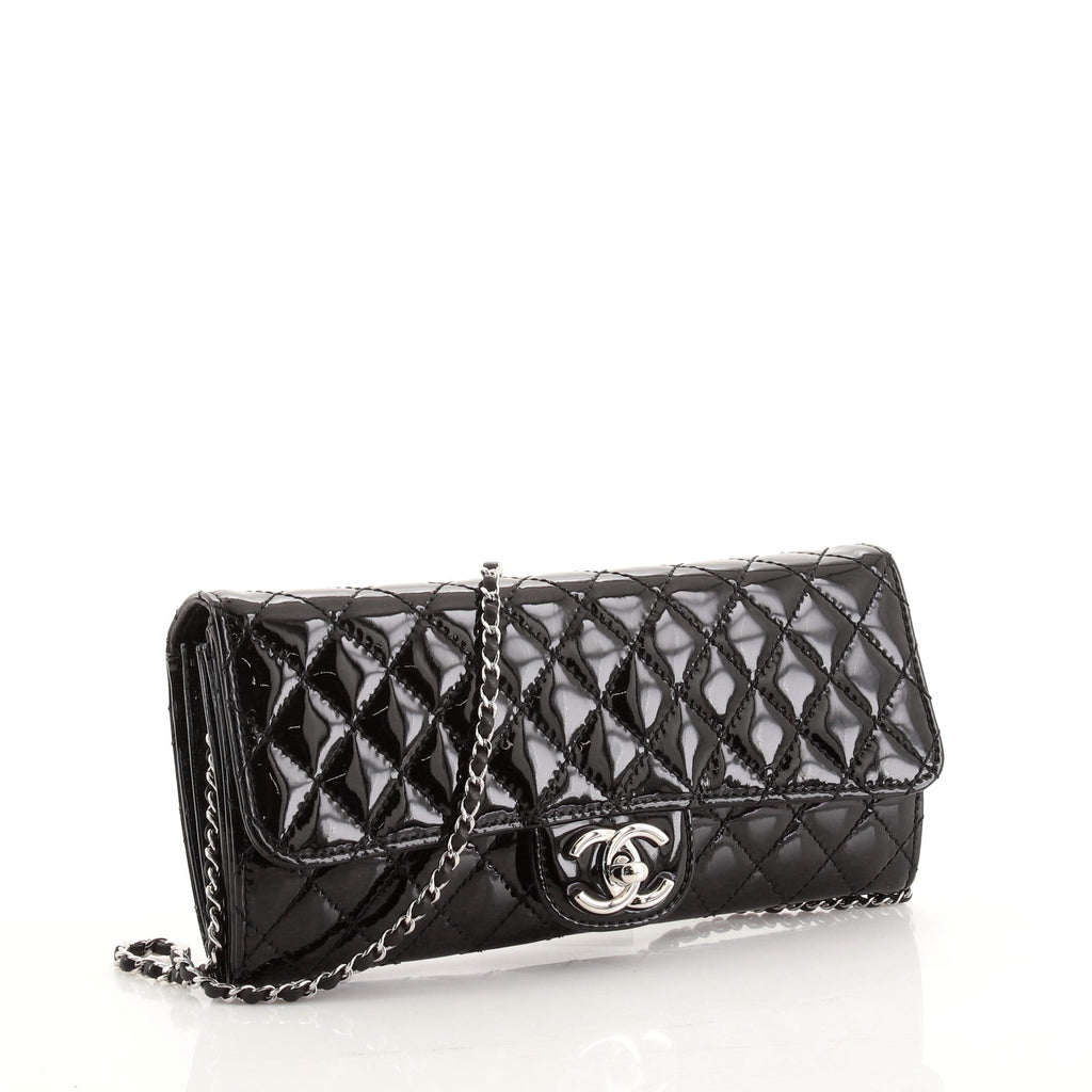 Brilliant Wallet on Chain Clutch Quilted Patent East West