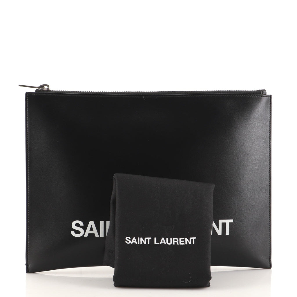 Logo Zip Clutch Printed Leather Medium