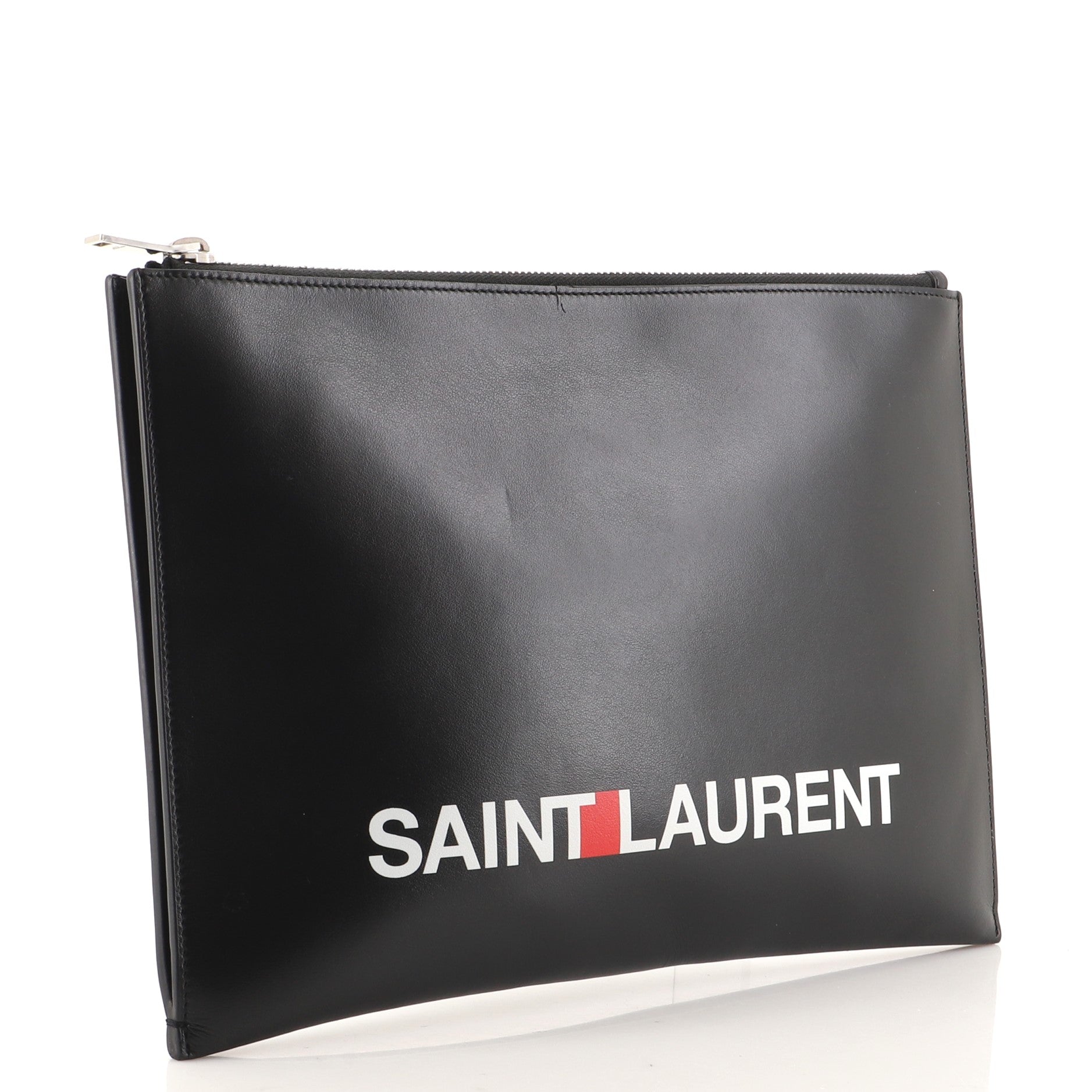 Logo Zip Clutch Printed Leather Medium