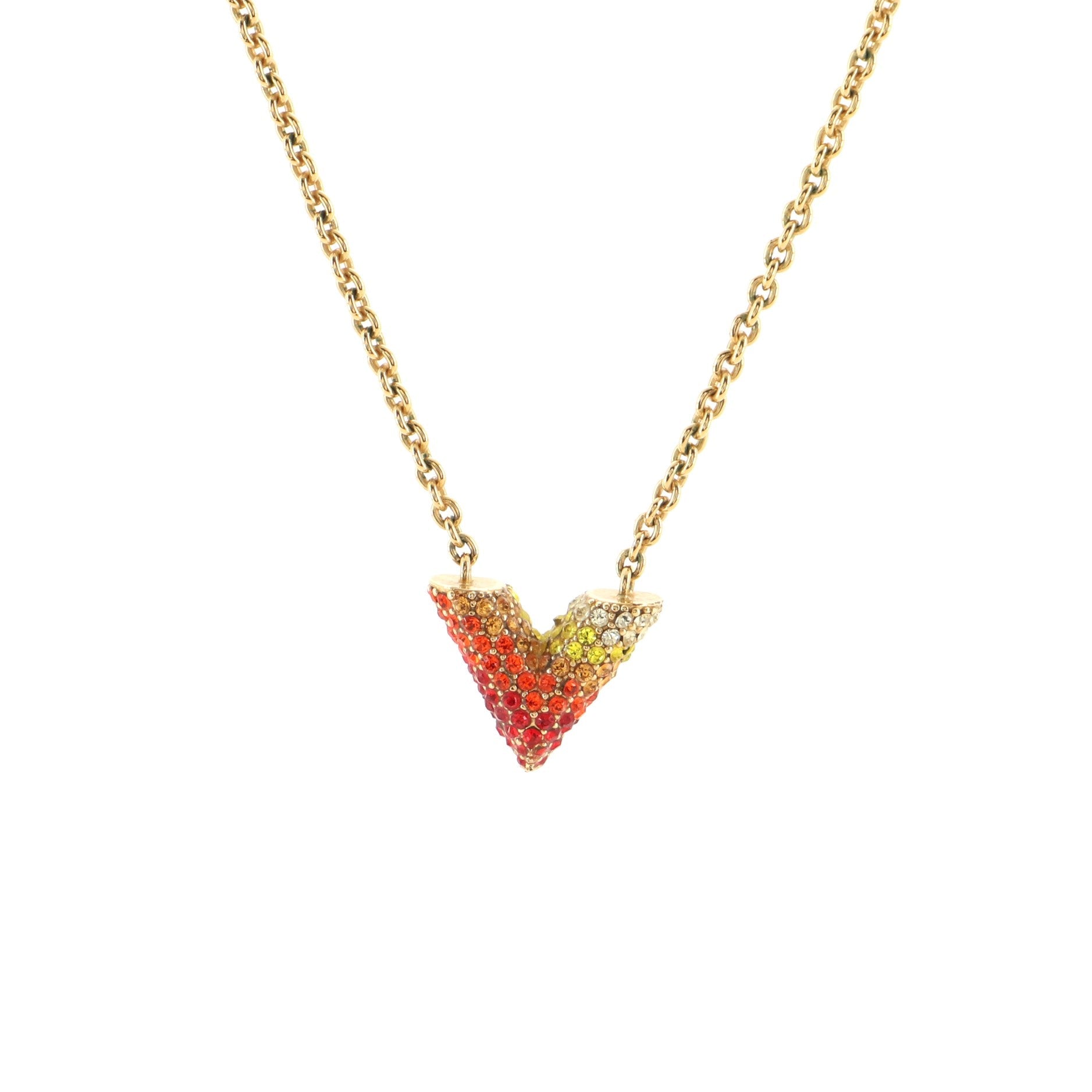Essential V Necklace Metal with Rainbow Crystals