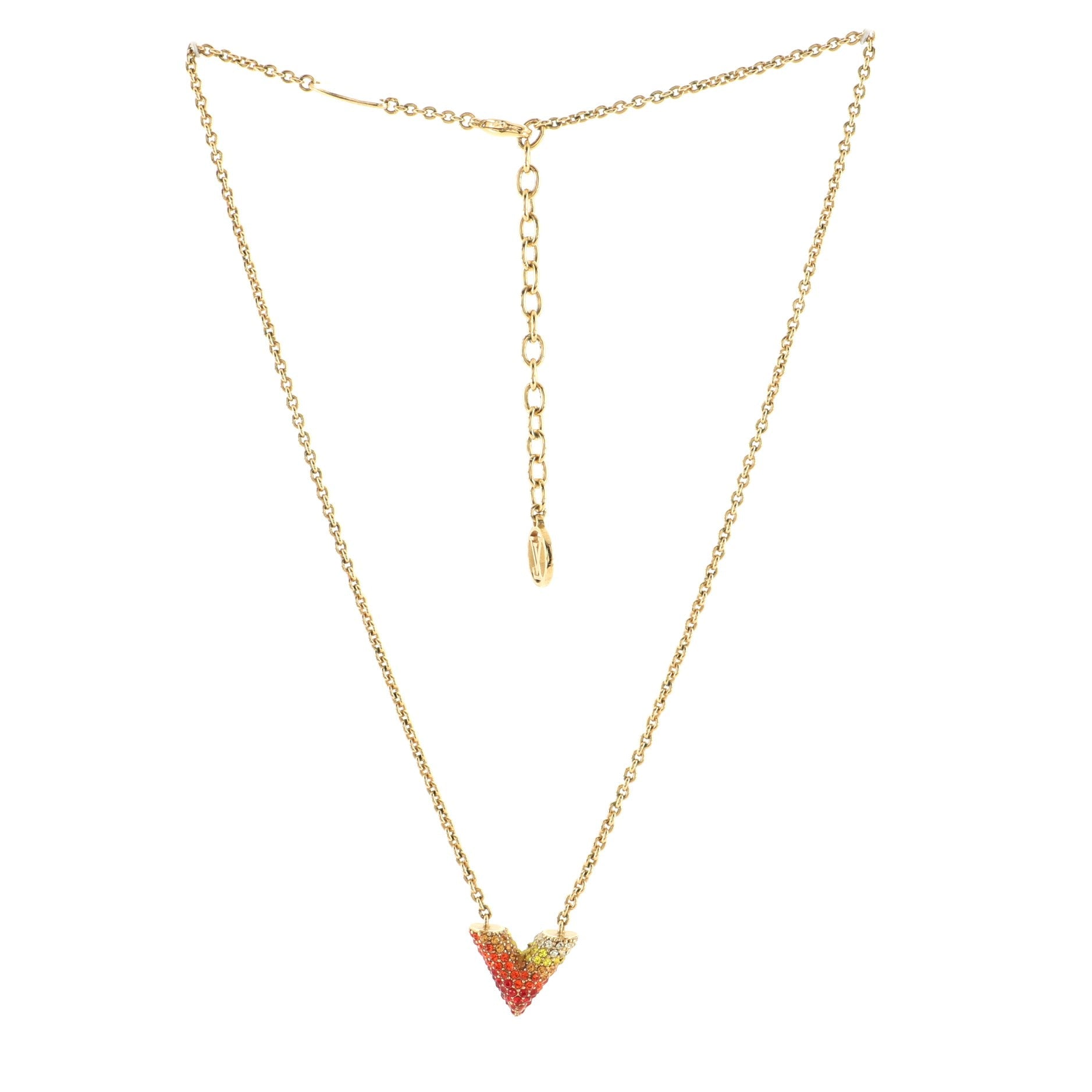 Essential V Necklace Metal with Rainbow Crystals