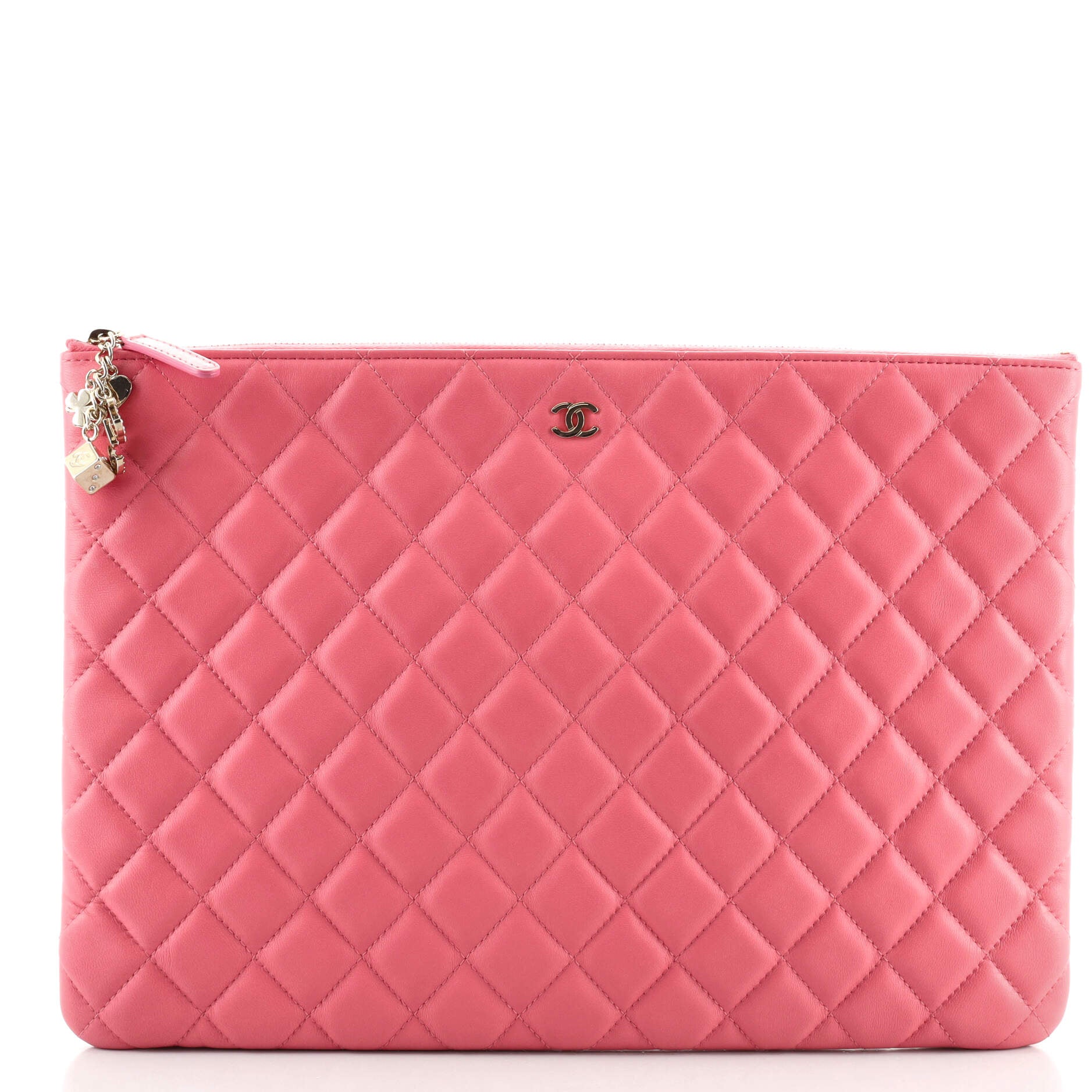 CC Casino O Case Clutch Quilted Lambskin Large