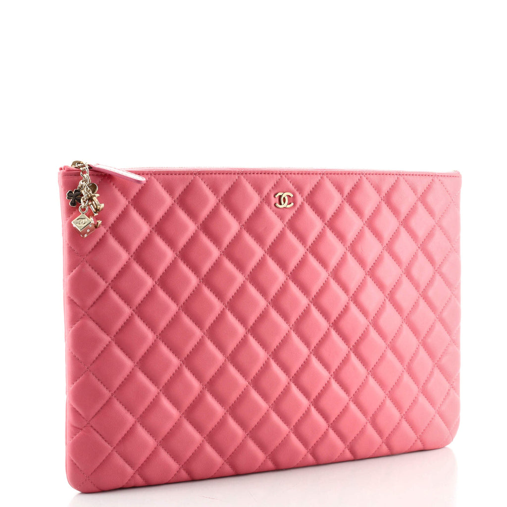 CC Casino O Case Clutch Quilted Lambskin Large