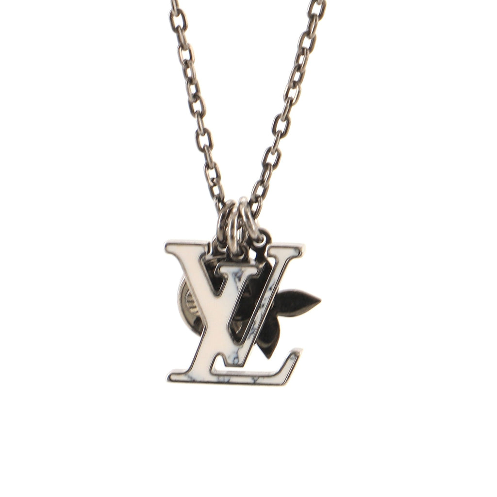 LV Initials Pendant Necklace Metal with Synthetic Stone
