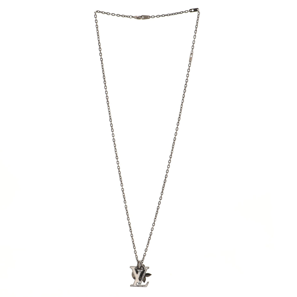 LV Initials Pendant Necklace Metal with Synthetic Stone