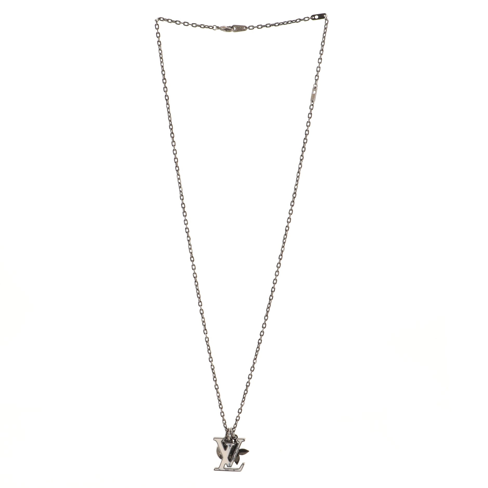 LV Initials Pendant Necklace Metal with Synthetic Stone