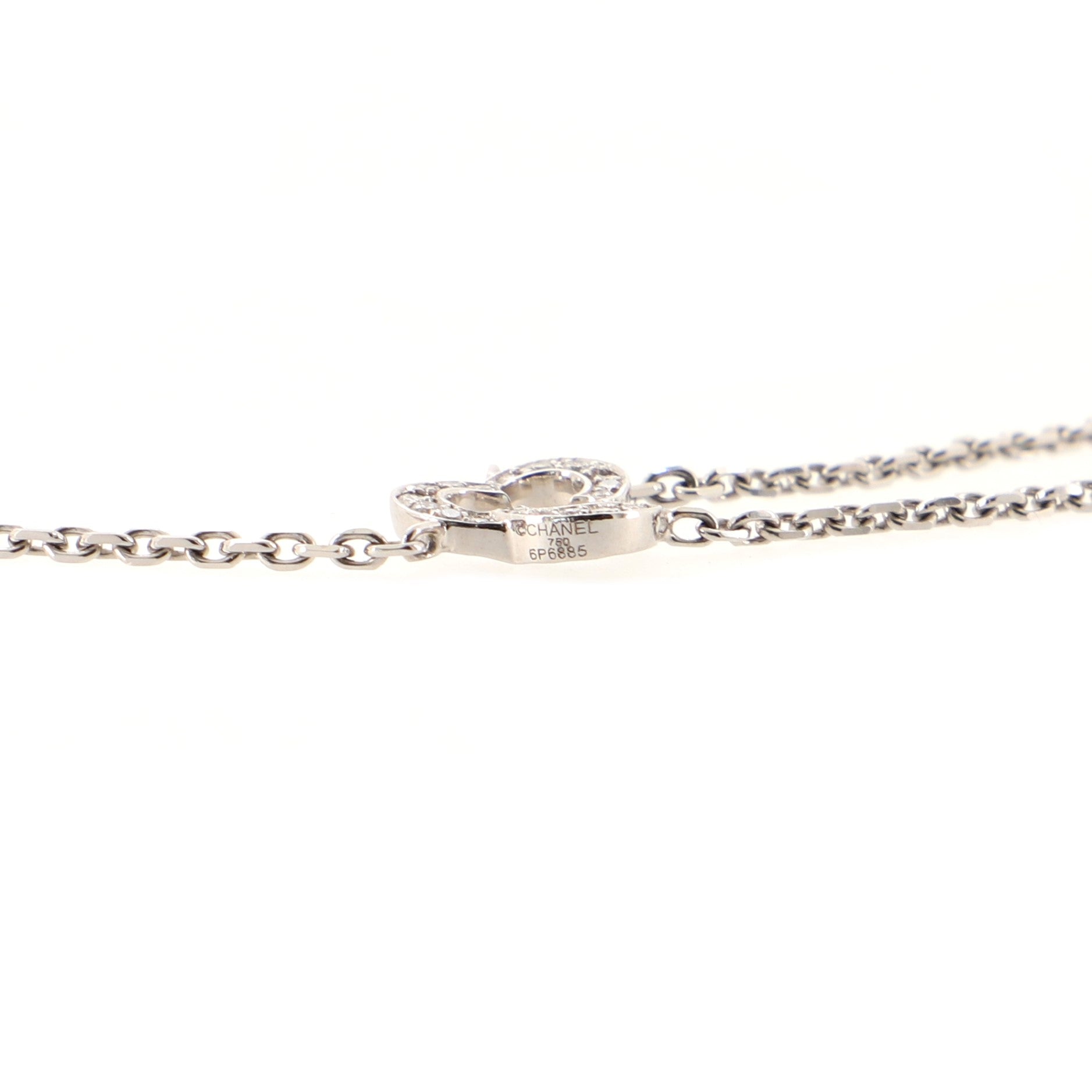 Camelia Lariat Necklace 18K White Gold with Diamonds and Agate