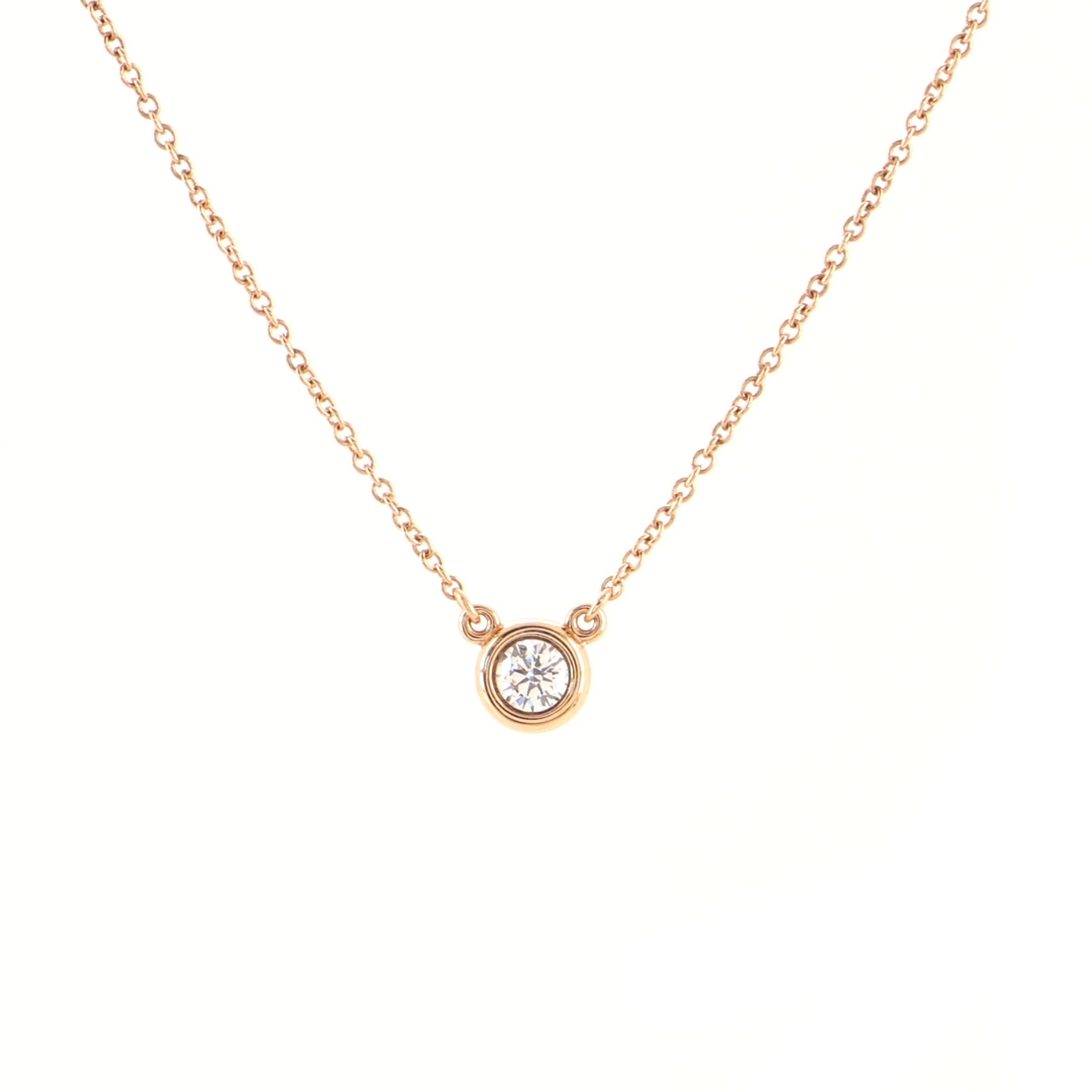 Elsa Peretti Diamonds By The Yard Pendant Necklace 18K Rose Gold and Diamond 0.17CT