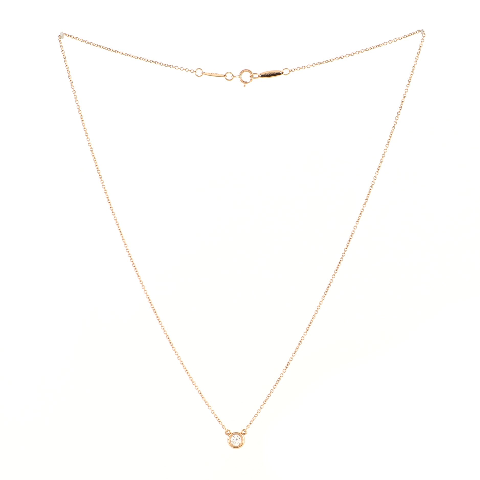 Elsa Peretti Diamonds By The Yard Pendant Necklace 18K Rose Gold and Diamond 0.17CT