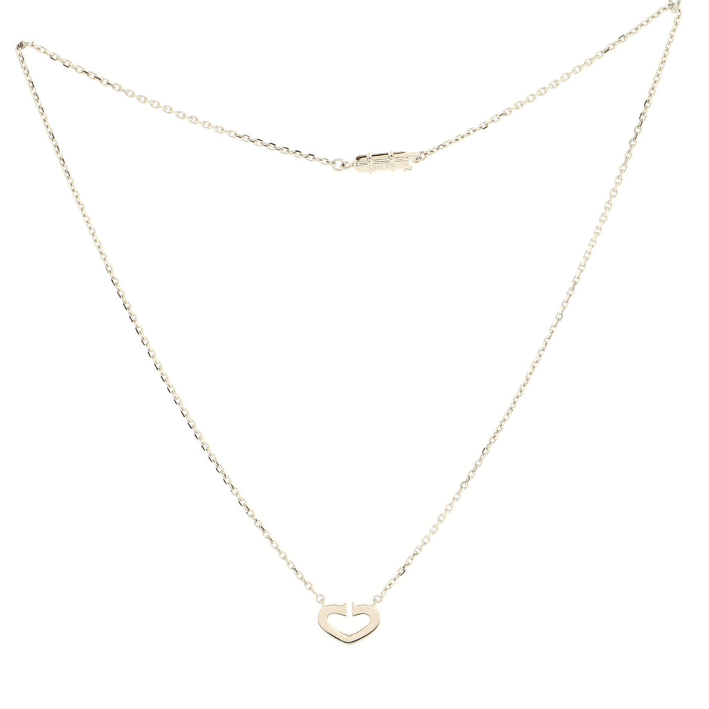 C Heart de Cartier Pendant Necklace 18K White Gold with Pave Diamonds