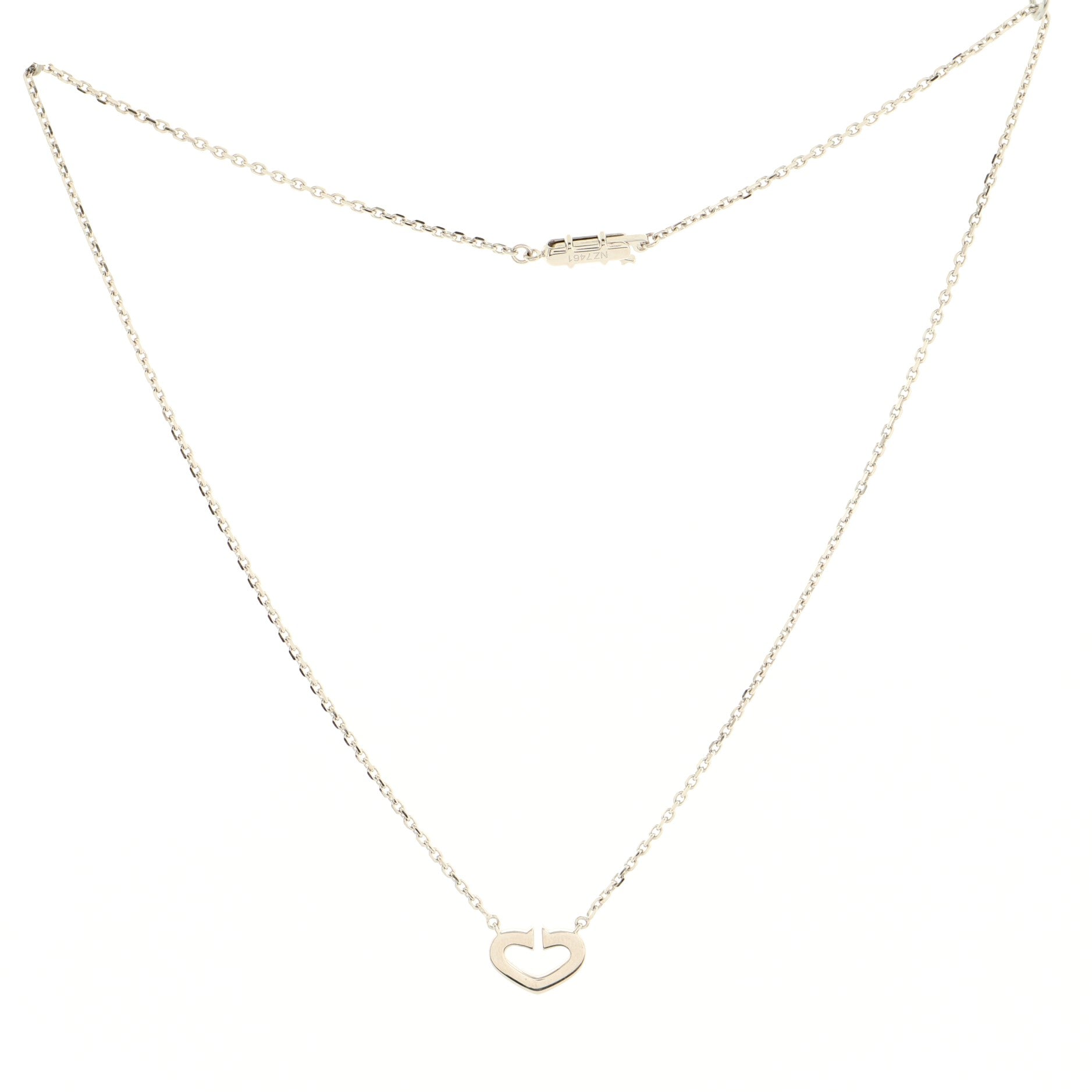 C Heart de Cartier Pendant Necklace 18K White Gold with Pave Diamonds