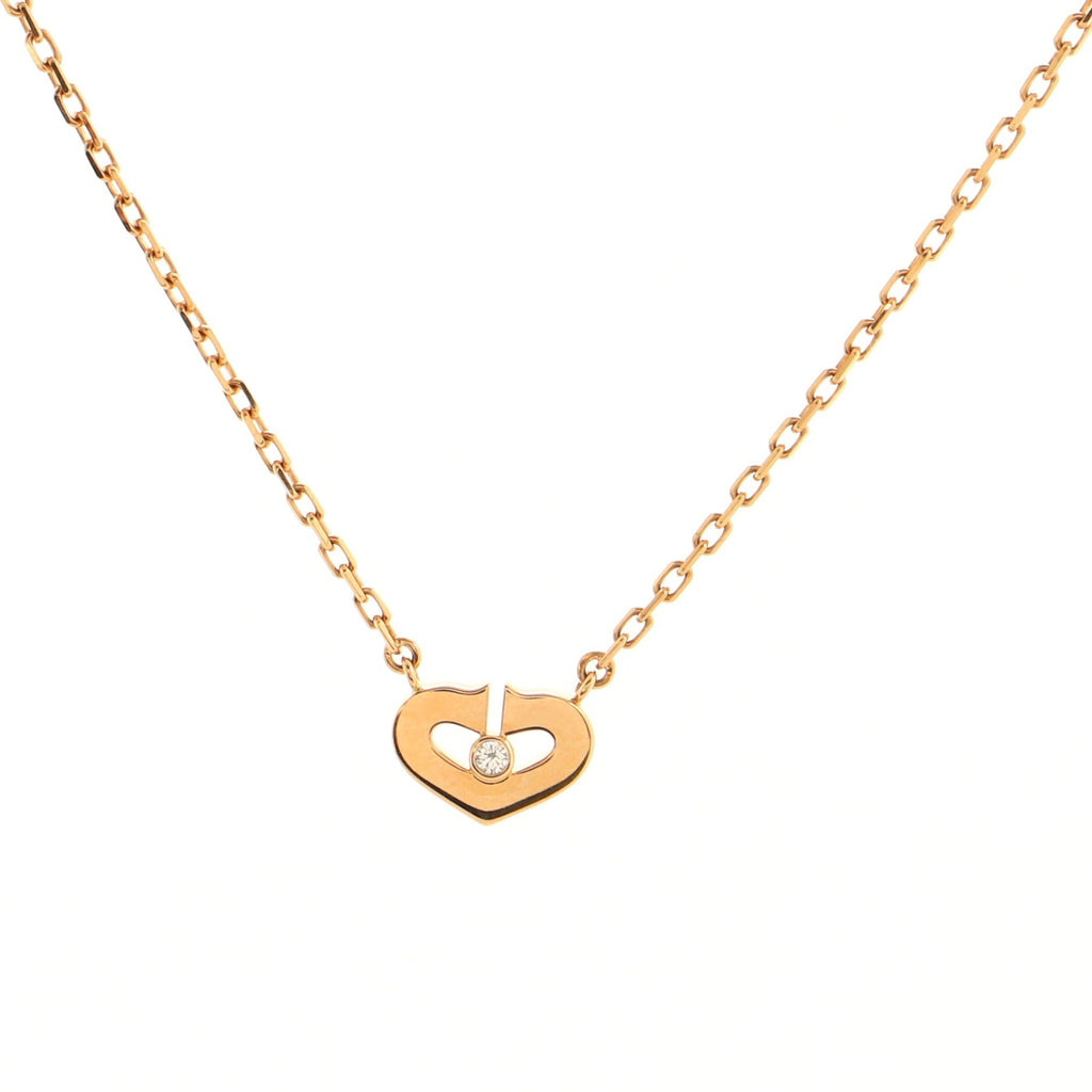 C Heart de Cartier Pendant Necklace 18K Rose Gold with Diamond XS