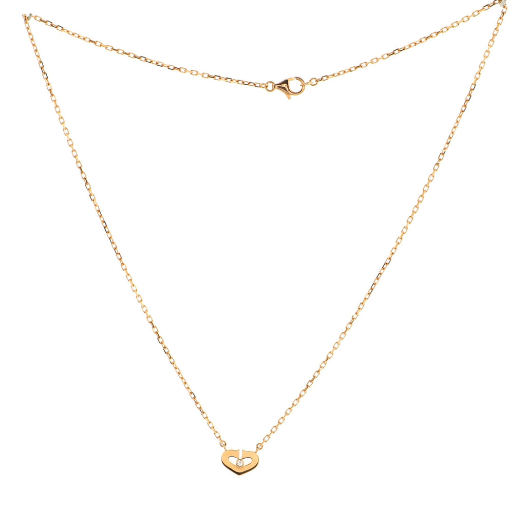 C Heart de Cartier Pendant Necklace 18K Rose Gold with Diamond XS