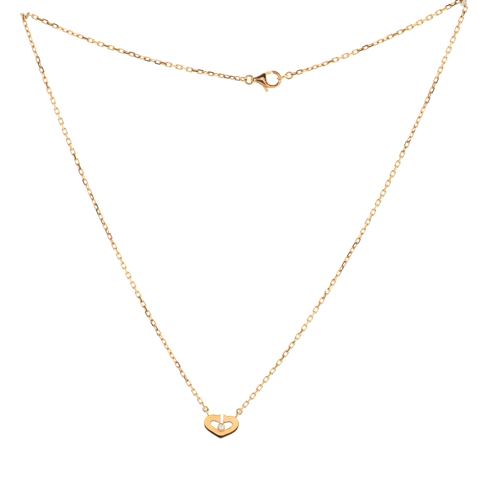 C Heart de Cartier Pendant Necklace 18K Rose Gold with Diamond XS