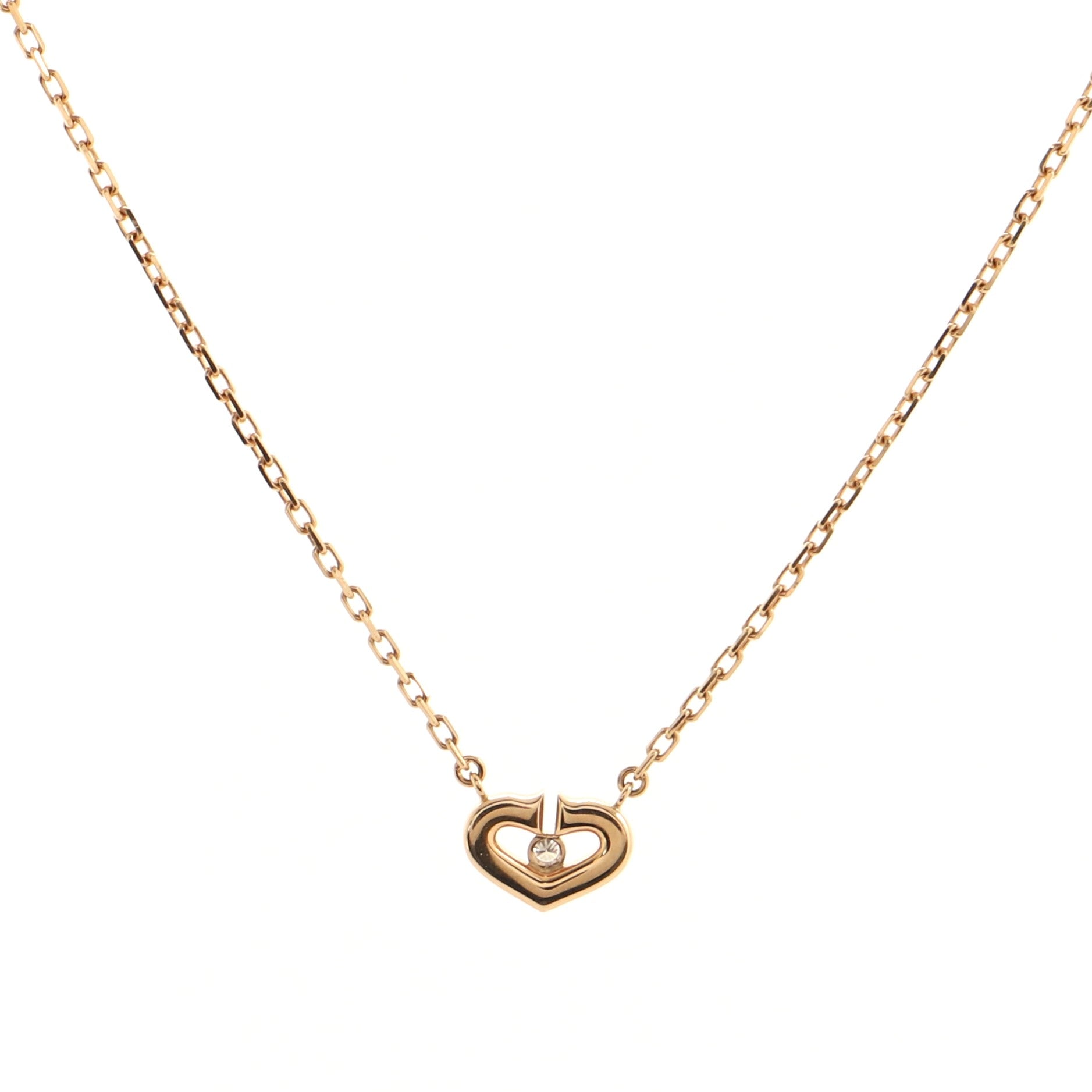 C Heart de Cartier Pendant Necklace 18K Rose Gold with Diamond XS