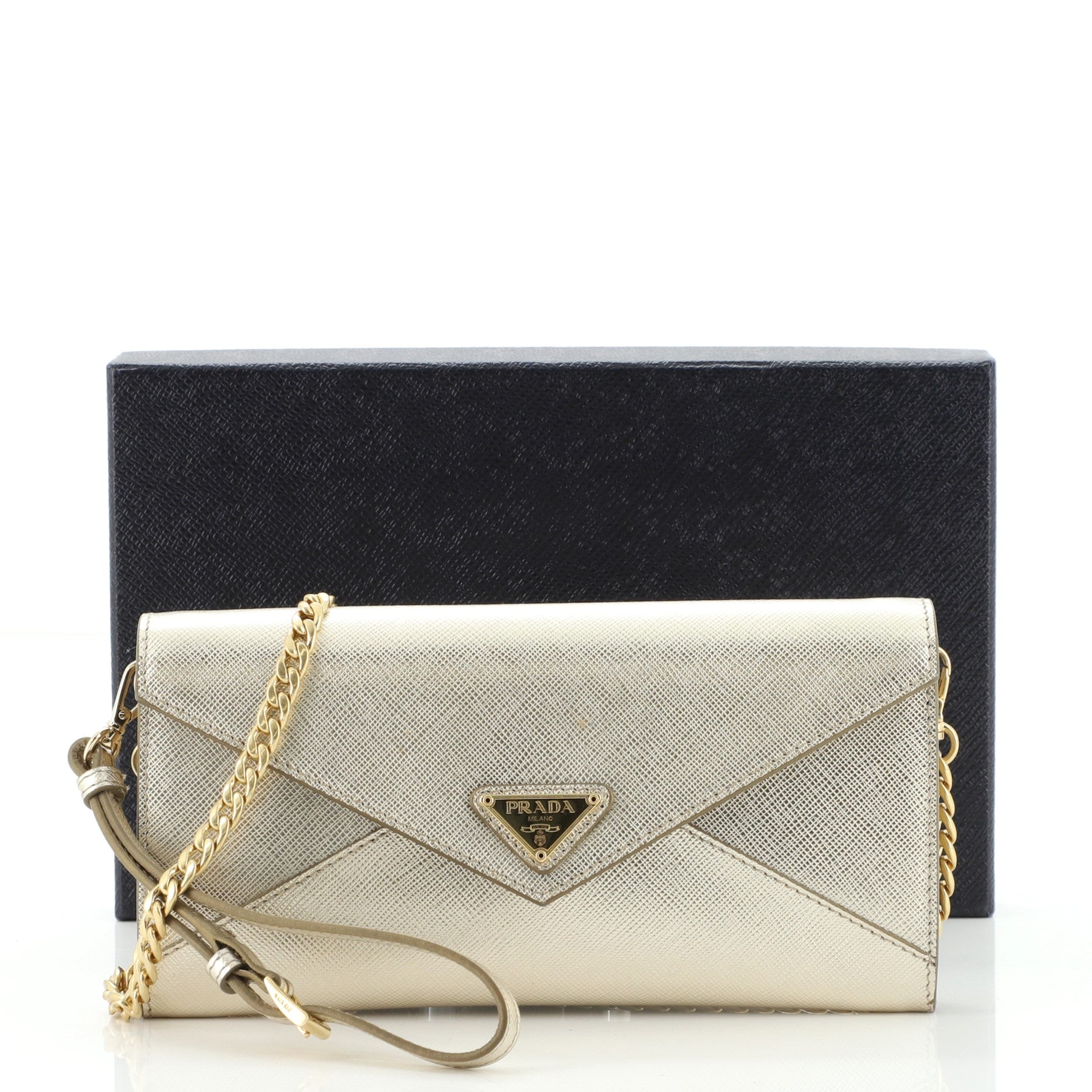 Envelope Chain Bag Saffiano Leather Mini