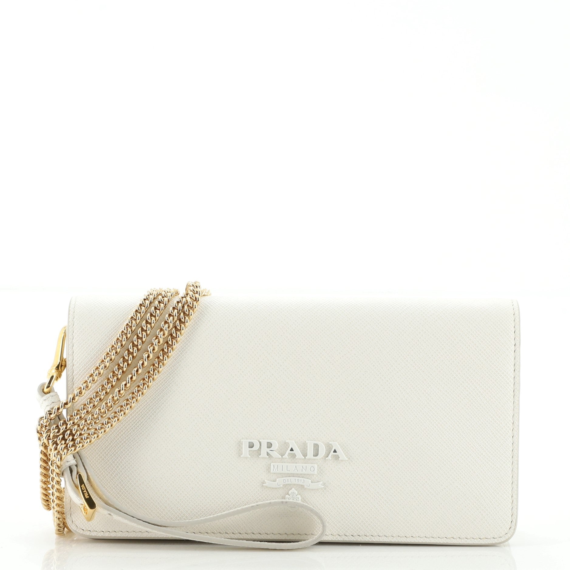 Monochrome Wristlet Wallet on Chain Saffiano Leather Mini